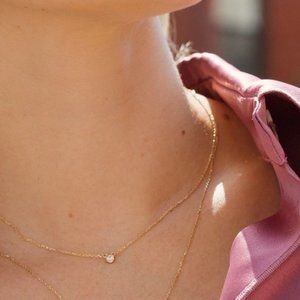 Aurate White Topaz Bezel Gold Necklace